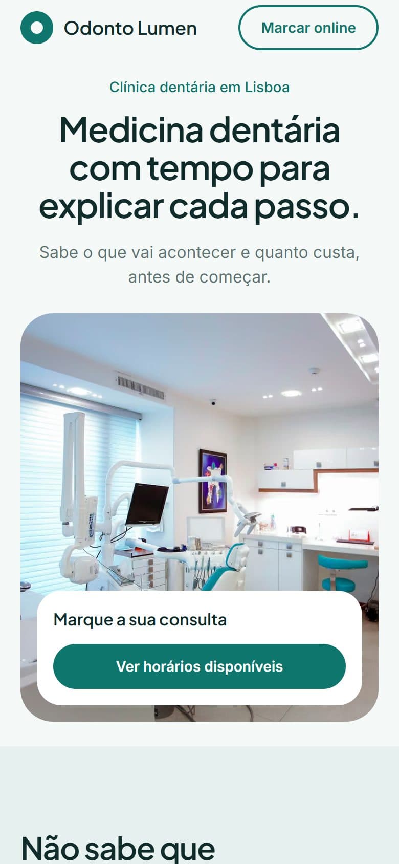 Versão móvel do exemplo Clínica dentária